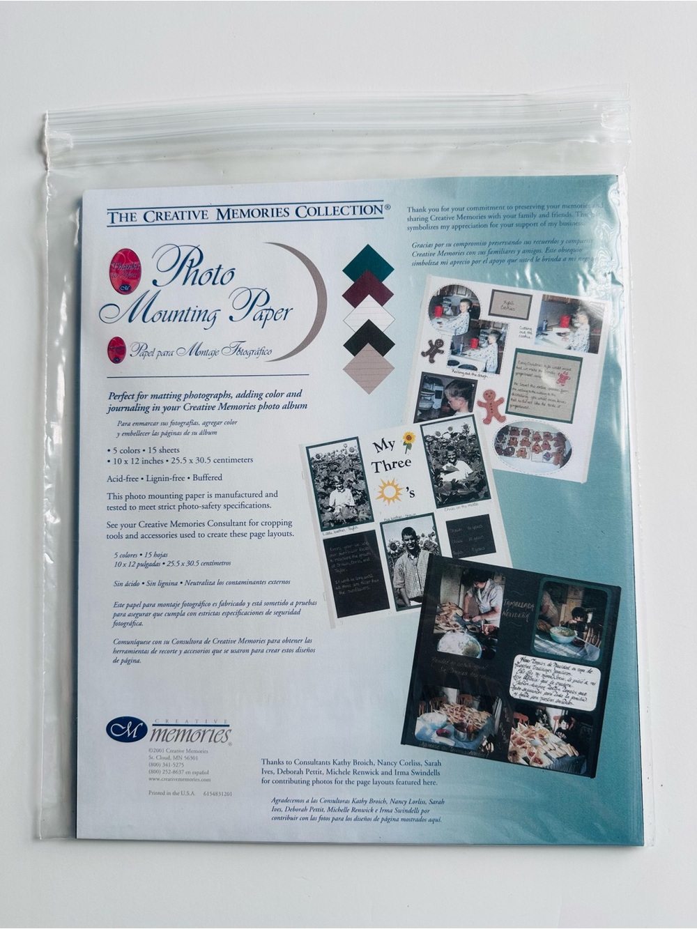 Creative Memories 10x12 Photo Mounting Paper - 5 colors • 15 sheets 2001